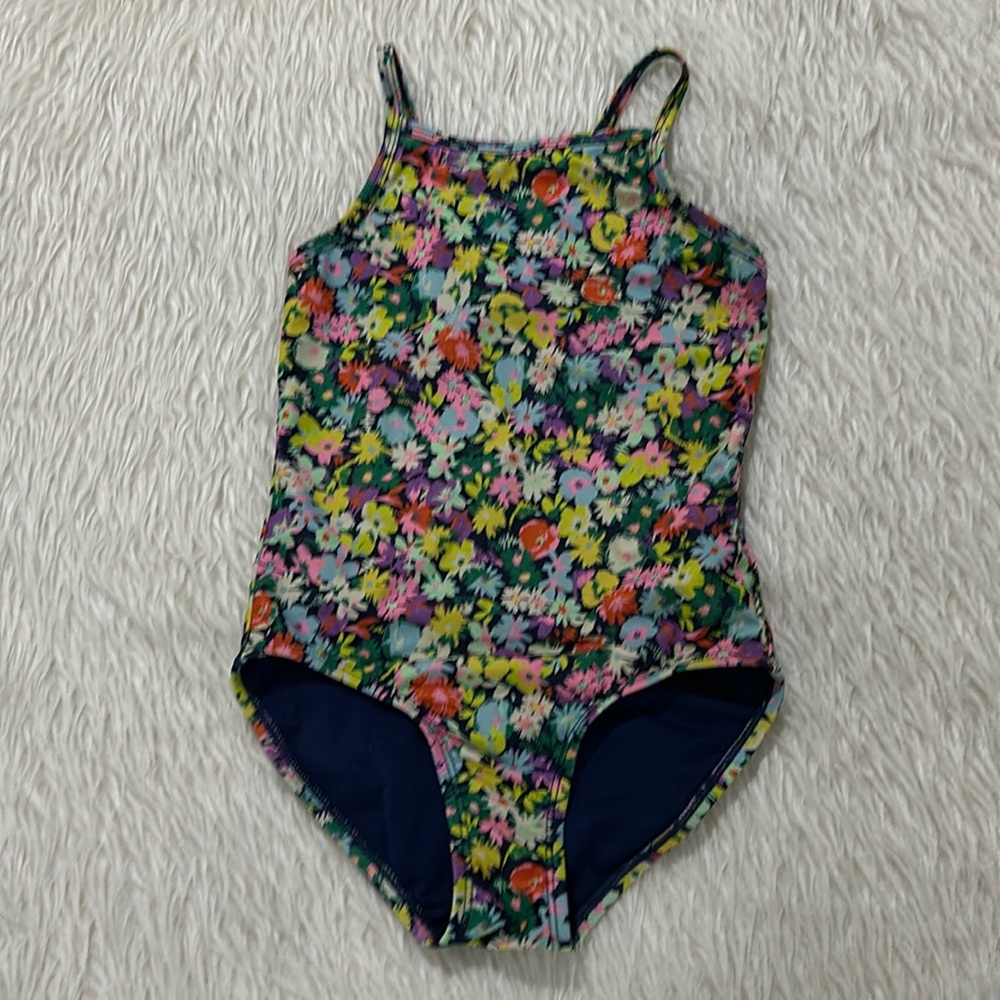 Gap kids blue floral one piece swimsuit size small